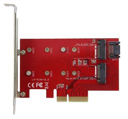 2Port NGFF M.2 B+M Key SSD to PCI-E PCI Express 4x Lane Adapter Converter Controller Card (Qnine)