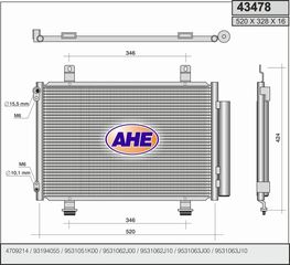 43478 – AHE, Συμπυκνωτής OPEL AGILA B 08-14, SUZUKI SPLASH 08-