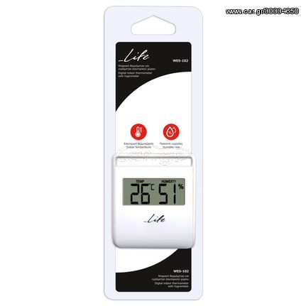 LIFE WES-102 Ψηφιακό θερμόμετρο / υγρόμετρο εσωτερικού χώρου, σε λευκό χρώμα.