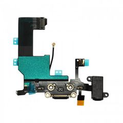 Dock Connector / Headphone Flex iPhone 5C Black - Θύρα Φόρτισης / Ακουστικού Καλωδιοταινία για iPhone 5C Μαύρο