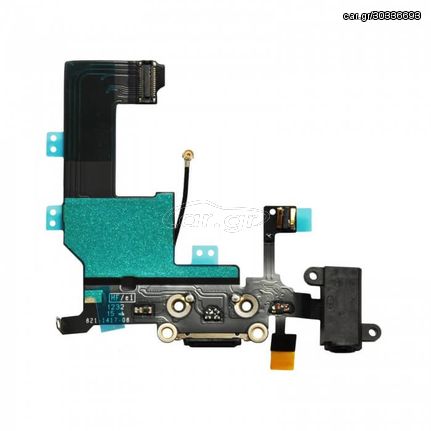 Dock Connector / Headphone Flex iPhone 5C Black - Θύρα Φόρτισης / Ακουστικού Καλωδιοταινία για iPhone 5C Μαύρο