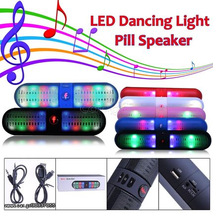 Mini Ασύρματο Bluetooth Φορητό Ηχείο για iPhone iPad MP3 LED Dancing Light Pill speaker