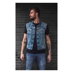 MCS DENIM VEST, STONEWASHED BLUE