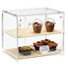Βιτρίνα ταμείου Plexiglass 2 επιπέδων με 2 δίσκους Polyrattan 30x40εκ φυσικό