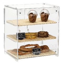 Βιτρίνα ταμείου Plexiglass 3 επιπέδων με 3 δίσκους Polyrattan 30x40εκ φυσικό
