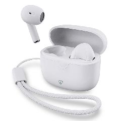Bluetooth ακουστικά handsfree με θήκη ασύρματης φόρτισης σε λευκό χρώμα και μέγιστο χρόνο αναπαραγωγής έως 16 ώρες