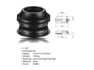 AUTHOR ΠΟΤΗΡΙΑ ΠΙΡΟΥΝΙΟΥ ACO - HS20 Internal (1 1/8"; d:28.6/ 44/ 30mm) (black)