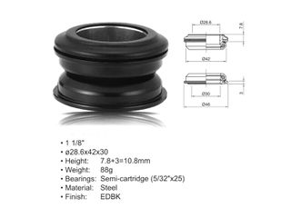 AUTHOR ΠΟΤΗΡΙΑ ΠΙΡΟΥΝΙΟΥ ACO - HS24 Internal (1 1/8"; d:28.6/ 42/ 30mm) (black)