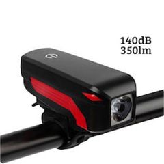 Επαναφορτιζόμενο Εμπρόσθιο Φως Ποδηλάτου Αδιάβροχο Led 350LM & Κόρνα Σειρήνα 140DB DX-002 - OEM