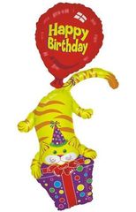 Μπαλόνι Γάτος με δώρο Happy Birthday 114 εκ