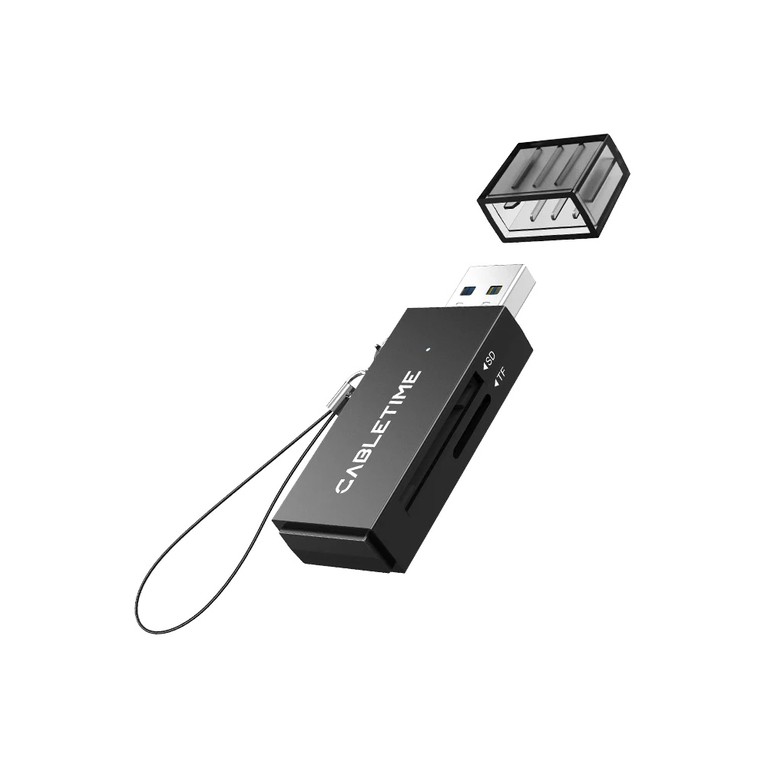 CABLETIME card reader CT-ASD3-PB για SD & micro SD, USB, 5Gbps, μαύρο
