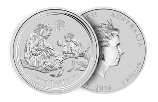 Australia 50 Cents Elizabeth II - 2016 1/2 oz Australian Silver Lunar Monkey Coin (BU) Australian Perth Mint.