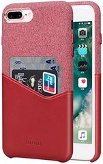 Apple iPhone 7 Plus /8 Plus 5.5″ - Case with Card Holder Slot Wallet Case Leather and Fabric Design (Red)