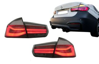 ΦΑΝΑΡΙΑ ΠΙΣΩ BMW LED Taillights M Look Black Line suitable for BMW 3 Series F30 Pre LCI & LCI (2011-2019) Red Smoke Conversion to LCI Design with Dynamic Sequential Turning Light