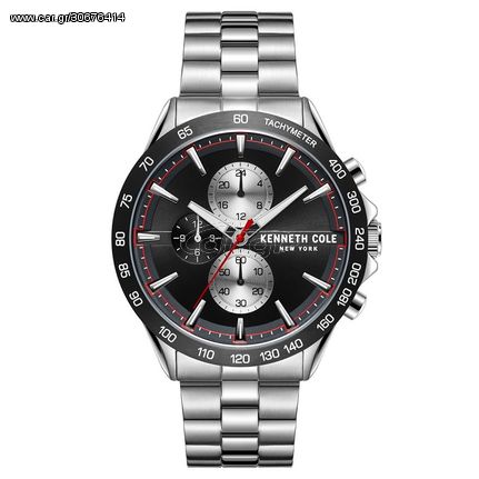 Ρολόι ανδρικό Kenneth Cole KC51119001 με μπρασελέ και μαύρο μεταλλικό καντράν