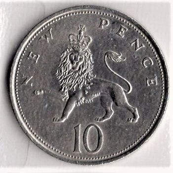 10 New Pence 1968 - Elizabeth II 2nd portrait ,  G.BRITAIN .