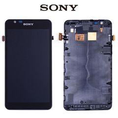 Original Sony Xperia E4G E2003 LCD Display Οθόνη + Touch Screen Μηχανισμός Αφής + Front Cover Black (Service Pack)