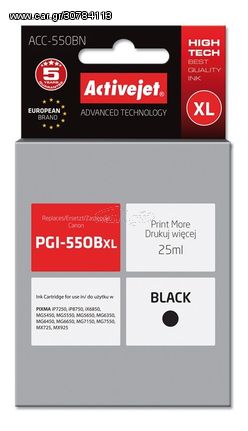 Activejet ACC-550BN ink for Canon printer; Canon PGI-550Bk replacement; Supreme; 25 ml; black