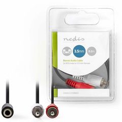 NEDIS Stereo Audio Cable 2x RCA Male TO 3.5 mm Female 0.2 m Black - (CAGB22255BK02)