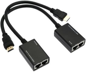 POWERTECH HDMI 19PIN EXTENDER ΣΕ 2X UTP CAT5E/6 HD ΕΩΣ 30M BLACK - (CAB-H078)