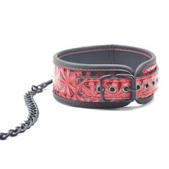 Red Color Embossed Bondage Collar-thumb-2
