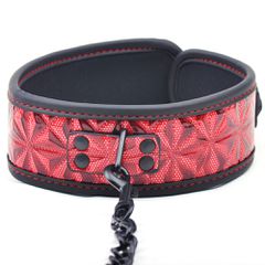 Red Color Embossed Bondage Collar-thumb-1