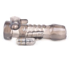 Clear Black Vibrating Penis Sleeve 11 CM-thumb-3