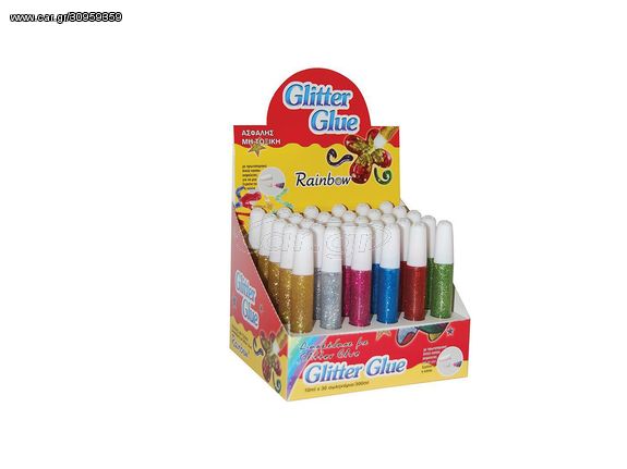 Κόλλα υγρή Rainbow Glitter Glue 10ml διάφορα χρώματα.