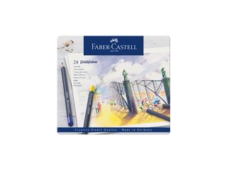 Κασετίνα μεταλλική με ξυλομπογιές FABER CASTELL goldfaber συσκευασία σετ 24 τεμαχίων