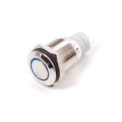 Adafruit Rugged Metal Pushbutton with Blue LED Ring - 16mm White Momentary