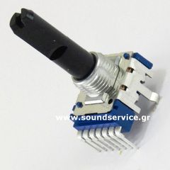 14mm STEREO 100KA ΠΟΤΕΝΣΙΟΜΕΤΡΟ ΠΕΡΙΣΤΡΟΦΙΚΟ ΣΑΣΙ 7-PIN ΑΞΟΝΑΣ 20MM FLAT ALPS 104A