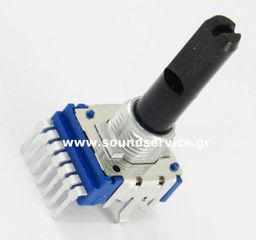14mm STEREO 100KB ΠΟΤΕΝΣΙΟΜΕΤΡΟ ΠΕΡΙΣΤΡΟΦΙΚΟ ΣΑΣΙ 7-PIN ΑΞΟΝΑΣ 20MM FLAT + ΚΛΙΚ ΚΕΝΤΡΟ 104B
