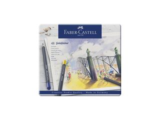 Κασετίνα μεταλλική με ξυλομπογιές FABER CASTELL goldfaber συσκευασία 48 τεμαχίων