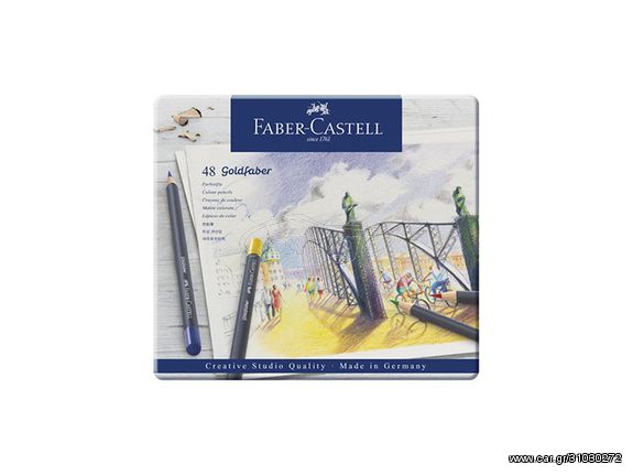 Κασετίνα μεταλλική με ξυλομπογιές FABER CASTELL goldfaber συσκευασία 48 τεμαχίων