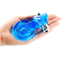7-Function Tongue Vibrating Cock Ring in Blue Color-thumb-1