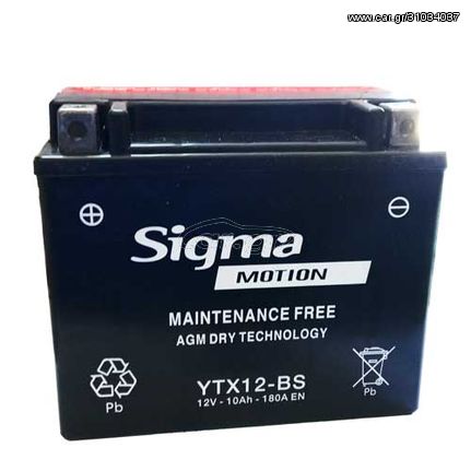 Μπαταρία μοτοσυκλέτας SIGMA YTX12-BS AGM 10AH