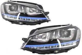 ΦΑΝΑΡΙΑ ΕΜΠΡΟΣ VW Golf 7 VII (2012-2017) Blue GTE Look LED FLOWING Dynamic Sequential Turn Light