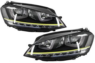 ΦΑΝΑΡΙΑ ΕΜΠΡΟΣ Headlights VW Golf 7 VII (2012-2017) Yellow R400 Look LED Turn Light