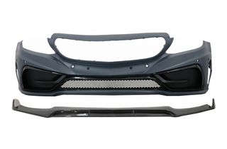 Front Bumper with Real Carbon Lip suitable for Mercedes C-Class W205 S205 A205 C205 (2014-2019) Limousine T-Model Coupe Cabriolet eautoshop gr