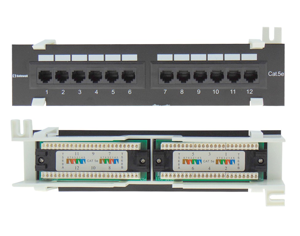 Patch panel επίτοιχο CAT5e UTP 12P 10" 4.7cm SAFEWELL
