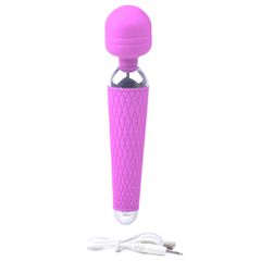 10-Speed Purple Color Rechargeable Silicone Wand Massager