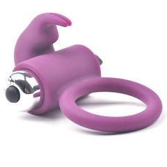 Purple Color Silicone Rabbit Vibrating Cock Ring