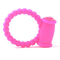 Beaded Pink Color Silicone Vibrating Cock Ring-thumb-2