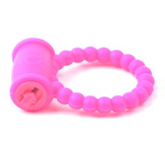 Beaded Pink Color Silicone Vibrating Cock Ring-thumb-1