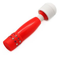Red Color Mini Wand Vibrator with Diamonds-thumb-2