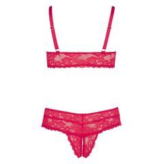 Cottelli Plus Size Red Lace Bra with Briefs-thumb-2