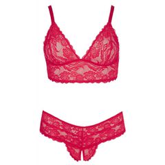 Cottelli Plus Size Red Lace Bra with Briefs-thumb-4