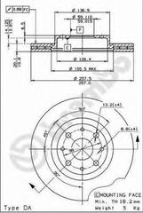 ΔΙΣΚΟΠΛΑΚΑ ΕΜ. ΑΕΡ. FIAT BARCHETTA-DOBLO-GRANDE PUNTO-PALIO-PUNTO-STRADA (BREMBO)