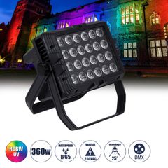 Επαγγελματική Κεφαλή PAR DMX512 360W 4 in 1 SPOT 25° OSRAM LED RGBW+UV μαύρη L34xW21xH34cm IP65 αδιάβροχη