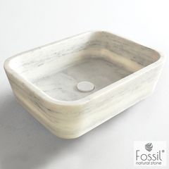 Fossil Gaia Marble DS50 Carrara Nuovo 50x38 - Επιτραπεζιος Μαρμαρινος Νιπτηρας